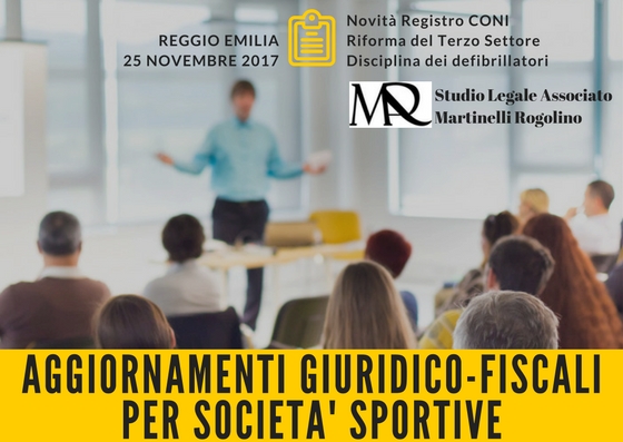 Aggiornamenti giuridici e fiscali per Associazioni e Società Sportive Dilettantistiche